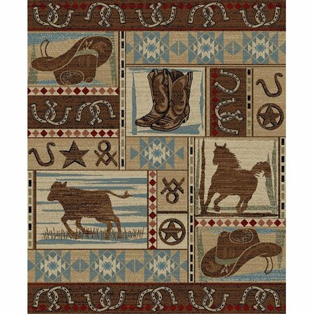 MAYBERRY RUG 2 ft. 3 in. x 3 ft. 3 in. Hearthside Desperado Area Rug, Multi Color HS7808 2X3